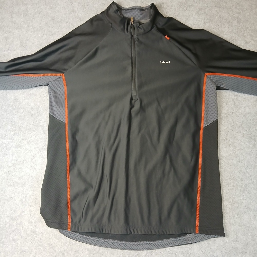 Hind Quarter Zip Pullover Men XL Black Orange Athletic Running Shirt Long Sleeve
